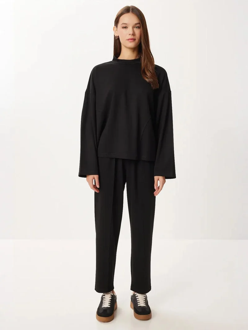 Happiness İstanbul ISTANBUL Crew Neck Blouse & High Waist Straight Leg Two-Piece Set